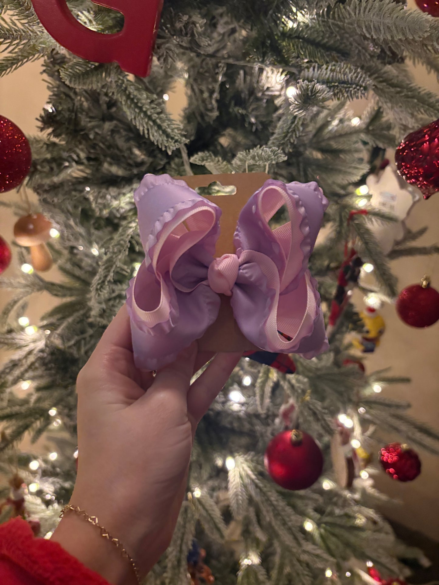 Pink & Purple Ruffle Boutique Bow - 4 inches