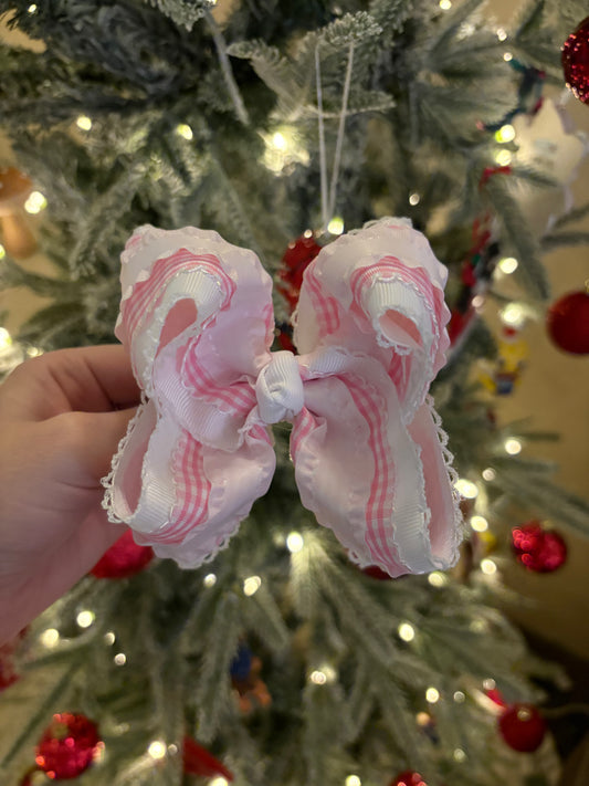 Pink Plaid Boutique Bow - 4 inches