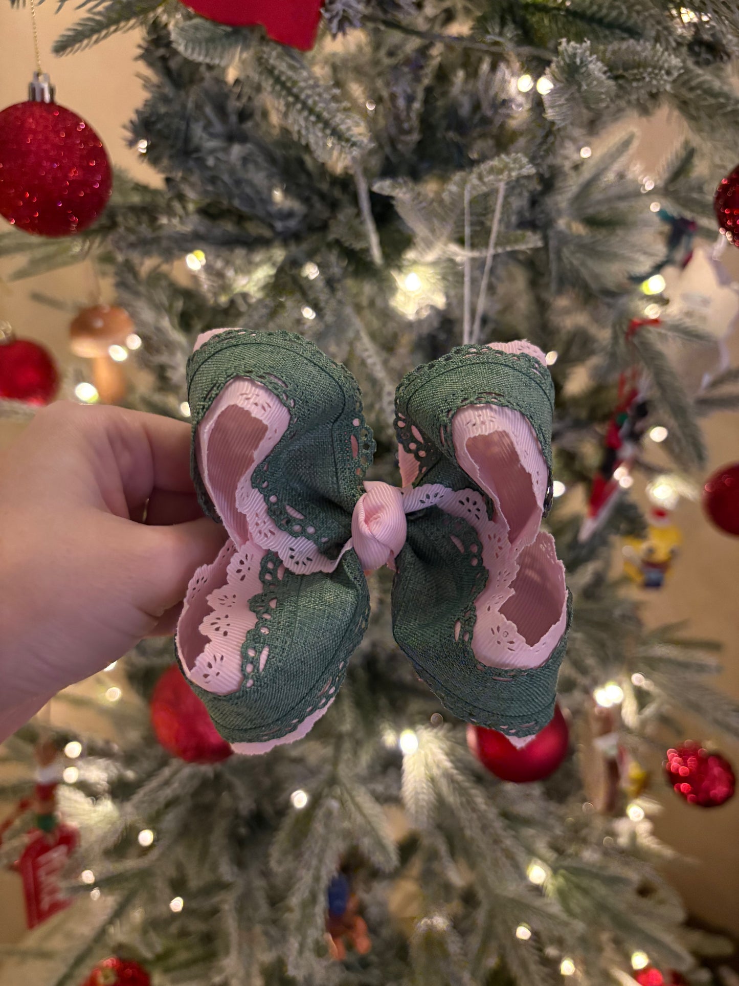 Pink & Green Boutique Bow - 4 inches