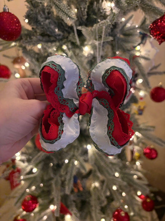 Red & Green Boutique Bow - 4 inches