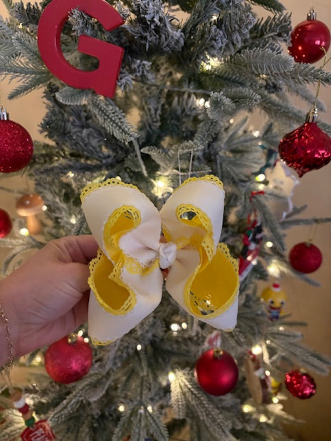 Yellow & White Boutique Bow - 5 inches