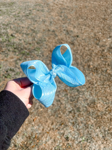 Light Blue Satin & Lace Boutique Bow
