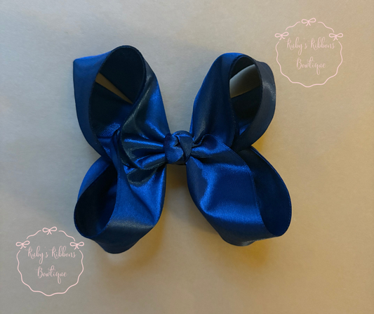 Satin Navy Blue Boutique Bow
